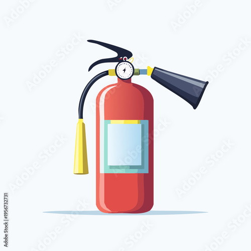 Red Fire Extinguisher Isolated on White Background for Safety.