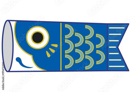 かわいい子鯉の鯉のぼり 単体 こいのぼり こどもの日 日本の伝統イラスト