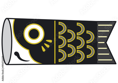 鯉のぼり 真鯉 黒 こどもの日 端午の節句 和風 のシンプル イラスト 単体素材