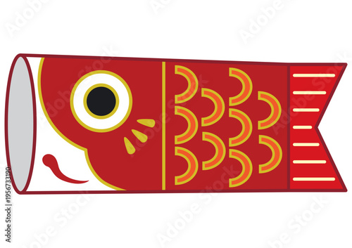 こどもの日 端午の節句の鯉のぼり かわいい緋鯉の単品イラスト