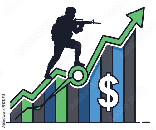 Military growth chart with soldier silhouette vector illustration isolated on transparent background