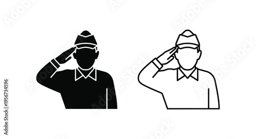 Set of 2 saluting man icons vector