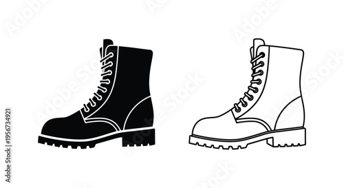 Set of 2 combat boot icons vector