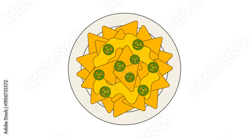 A plate of delicious nachos with melted cheese and jalapenos