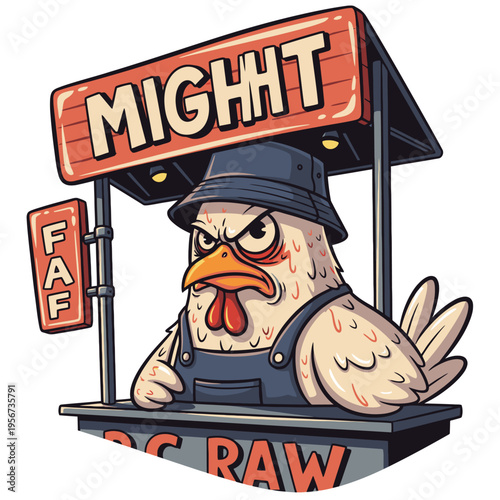 Angry Chicken Wearing a Hat.