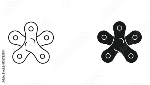 Bacterium Icon Set: Outline and Solid Fill, Five Lobed Microbe Shape