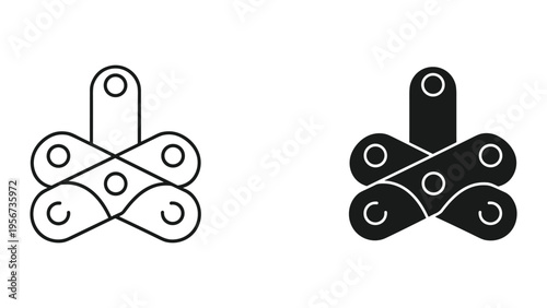 Bike Chain Links Icon, Simple Outline and Silhouette for Mechanical Concepts