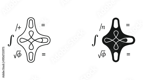 Abstract Mathematical Symbols and Geometric Shapes with Integral and Square Root Icons