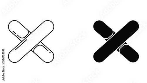 Crossed Pills Icon, Outline and Solid Fill, Medical Symbol Vector Illustration