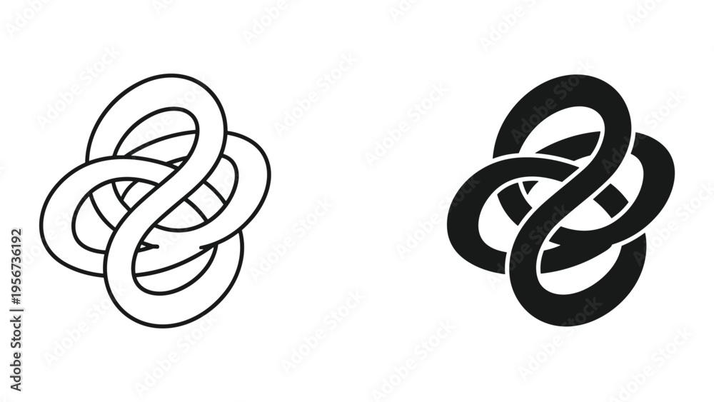 Obraz premium Abstract Celtic Knot Symbol and Silhouette - Intertwined Loops