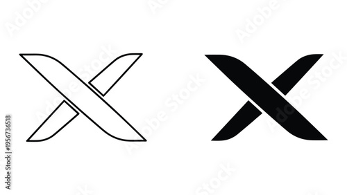 Photos Two 'X' Marks: Outline and Solid Black, Clean Design