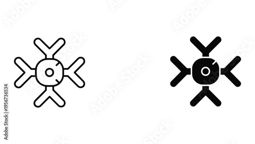 Neuron Icon Set: Outline and Silhouette of a Nerve Cell Synapse