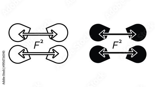 Physics Icons: Force Arrows and F Squared Equation