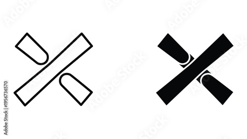 Crossroads Symbol Outline and Solid Black Vector Icons, Intersection Symbol