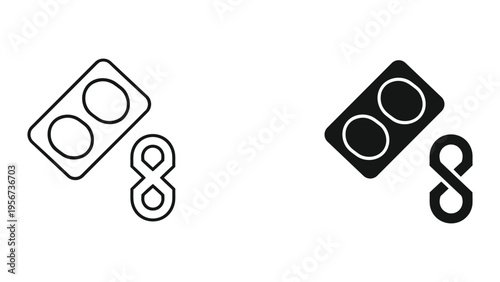 Two Pill Packaging and Infinity Symbol Icons: Medicine, Health, and Endless Concepts