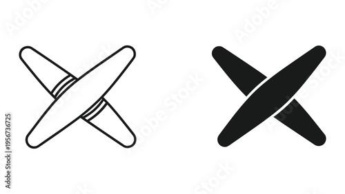 Crossed Boomerangs Icon and Silhouette