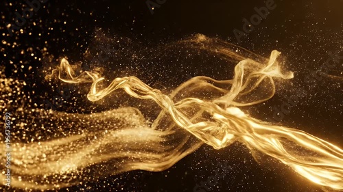 Wallpaper Mural Glowing, golden fluid flows, sparkling against a dark background, abstract, dynamic Torontodigital.ca