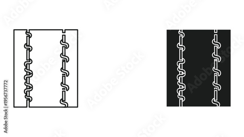 Abstract Geometric Patterns: Outline and Silhouette of Decorative Borders with Intertwined Lines