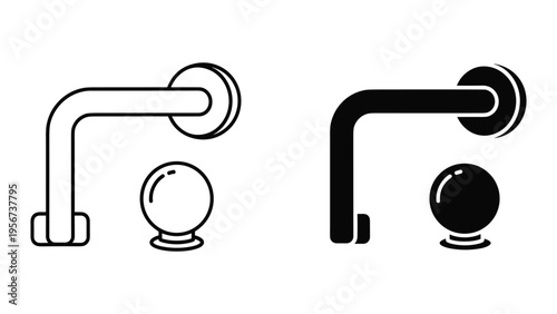 Door Handle Icon Set - Lever and Knob Style, Outline and Solid Fill