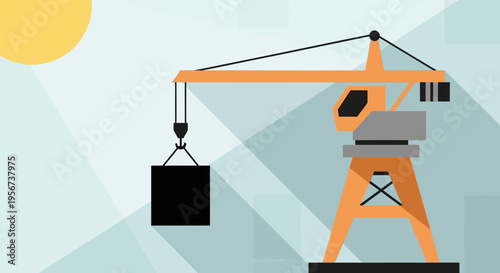 Construction Crane Lifting Heavy Load.