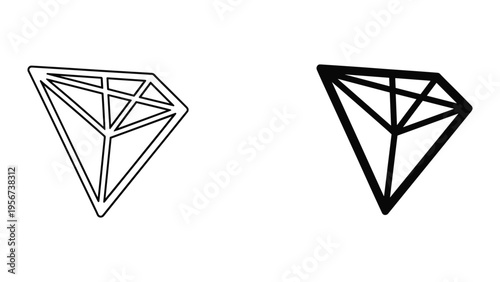 Abstract Diamond Shapes: Outline and Bold Line Art Icons