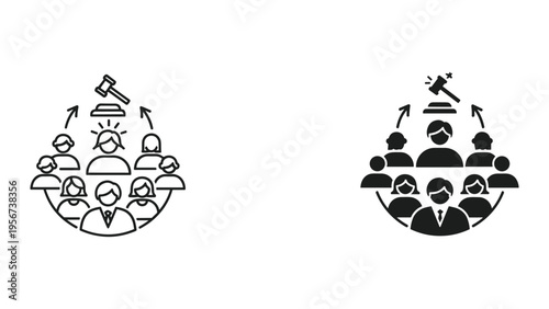 Lawyer Group Icon, Legal Team, Justice Symbol, Verdict, Courtroom Judgment, Legal Process, Arbitration, Litigation, Advocacy, Legal Consultation