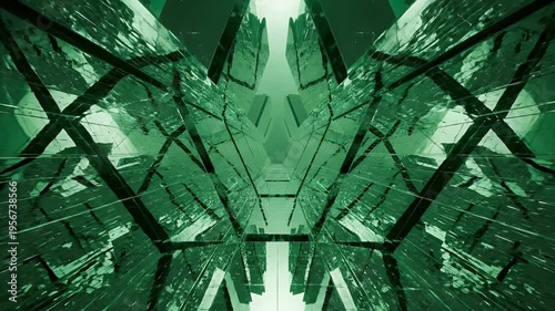 Wallpaper Mural Symmetrical composition of green, glassy, crystalline structures, reflecting light Torontodigital.ca