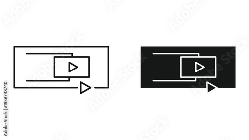 Play Button Icon Set, Vector, Linear and Solid, Video Symbol, Media Player Controls, Interface Elements