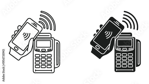 Contactless Payment with Smartphone and POS Terminal - Icon Set