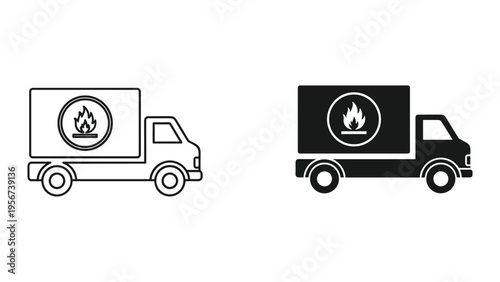 Hazardous Material Truck Icon - Flammable Load Delivery and Logistics