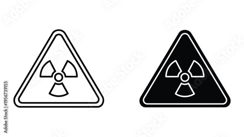 Radiation Warning Symbols in Outline and Solid Black Styles - Danger Sign Icons