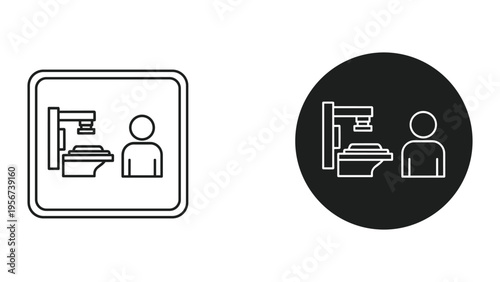 Person and Medical Scanner Icon Set: CT Scan, MRI Machine, and Human Figure