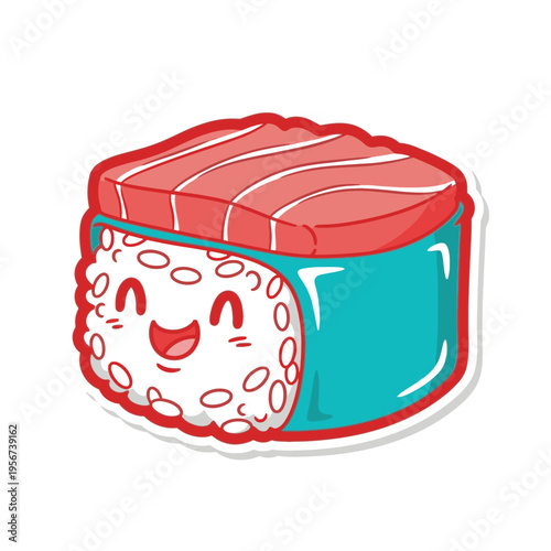 Cartoon sushi with smiling face 2.