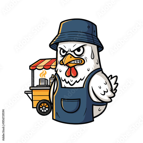 Angry Chicken Wearing Blue Overalls 1.