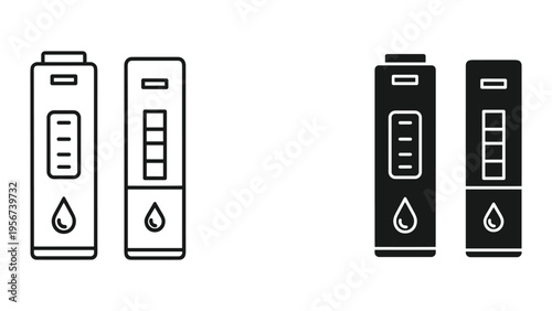 Vector Icons of Battery Level Indicator and Liquid Droplet for Devices