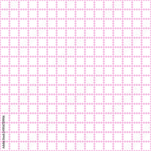 Quadro su tela Seamless pixel grid pattern with textured pink dots on a clean white background