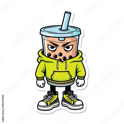 Cartoon character in tumbler cup.