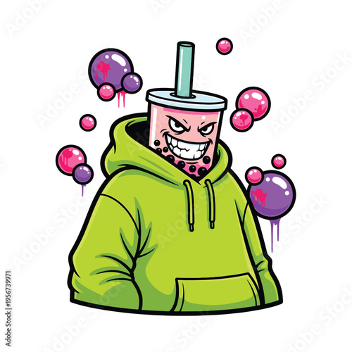 Cartoon character drink cup person.