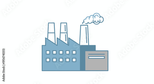 Industrial factory building with smokestacks.