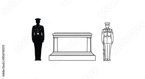 Set of 3 military honor guard icons vector