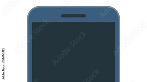 Close-up view of the top section of a modern dark blue smartphone with a black screen and speaker cutout, presented in a flat design style.