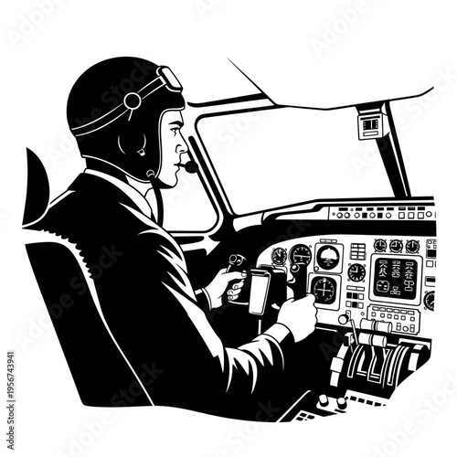A pilot wearing a helmet sits in the cockpit controlling the aircraft.