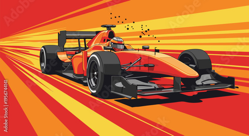 High-Speed Formula 1 Racing Car - Dynamic Vector Illustration of Speed and Competition