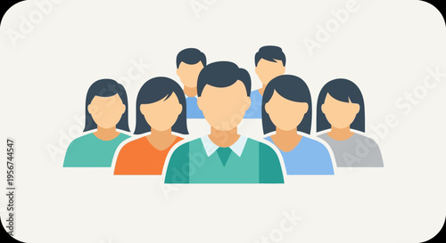 Group of people standing together united.