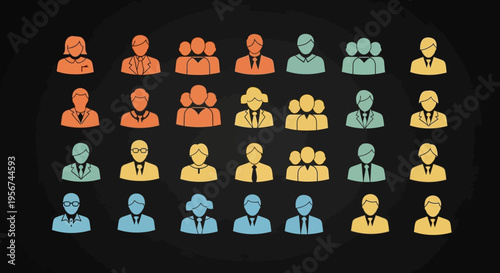 Diverse group of people icons together.