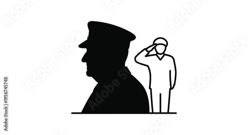 Vector illustration of soldier saluting, military icon