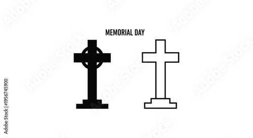 Set of 2 Memorial Day cross icons vector