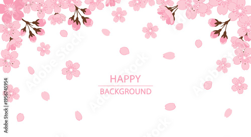 Pink Cherry Blossom Floral Background Pattern.