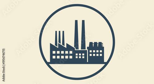Industrial Factory Building Icon Design.