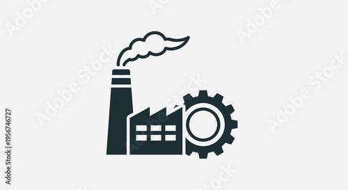 Industrial factory with smoking chimney.